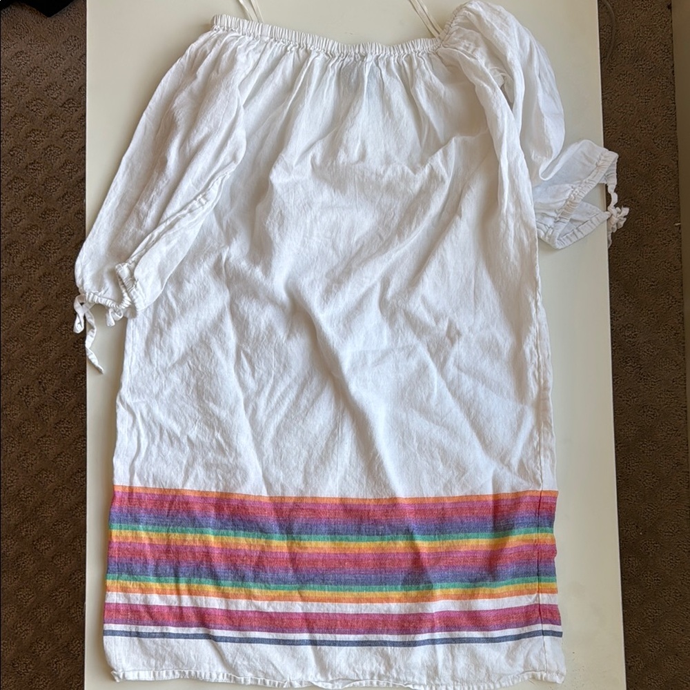 J.Crew Linen White Off-Shoulder Dress